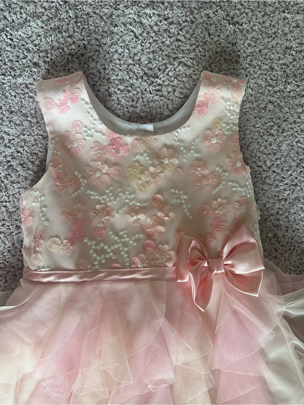 Jona Michelle Pink and Cream Floral Party Dress with Bow